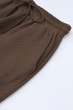 Load image into Gallery viewer, Black Textured Loose Fit T Shirt and Drawstring Pants Set
