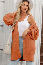 Load image into Gallery viewer, Gold Flame Button Front V Neck Chunky Cardigan Sweater
