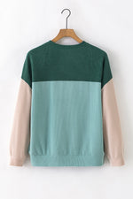Load image into Gallery viewer, Multicolor Color Block Long Sleeve Ribbed Loose Top - Fashion Queen -  12
