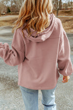 Load image into Gallery viewer, Black Flap Pocket Drawstring Hood Zip Up Jacket
