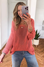 Load image into Gallery viewer, Coral Crochet Hollow-out Jumper Top Sweater
