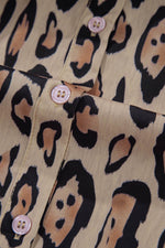 Load image into Gallery viewer, Rose Red Oversized Leopard Print Balloon Sleeve Casual Shirt - Fashion Queen
