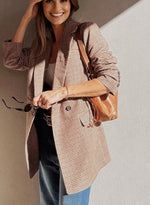 Load image into Gallery viewer, Brown Houndstooth Lapel Collar Blazer
