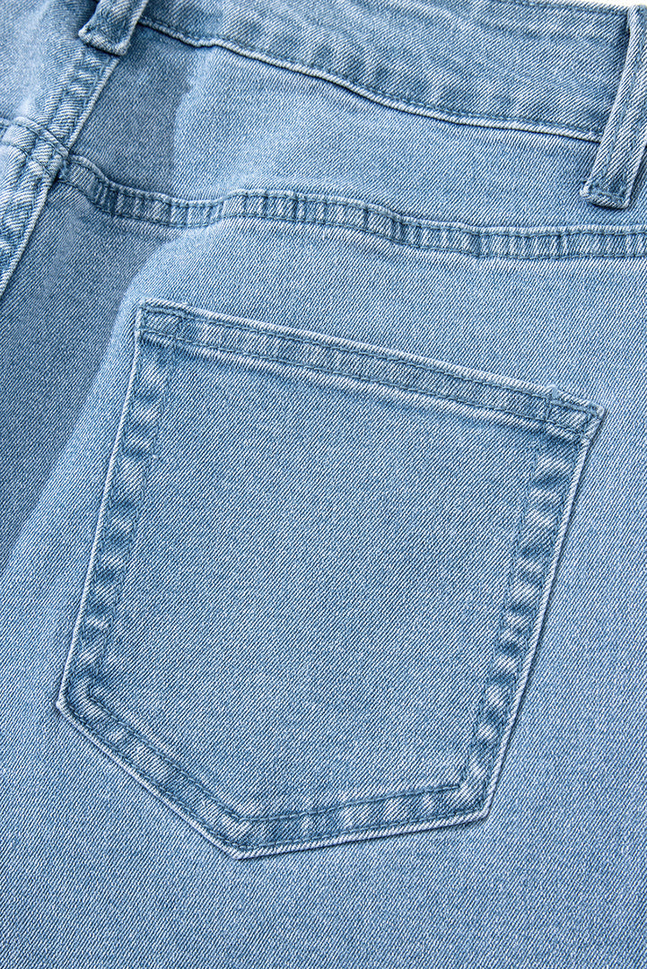 Peach Blossom Acid Washed High Rise Cropped Wide Leg Jeans