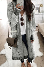 Load image into Gallery viewer, Gray Textured Knit Pocketed Duster Cardigan
