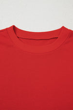 Load image into Gallery viewer, Fiery Red Varsity Striped Detail Drop Shoulder Oversized Sweatshirt - Fashion Queen -  4

