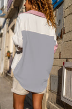 Load image into Gallery viewer, Dusty Pink Color Block/Pure Color Patch Pocket Shirt - Fashion Queen -  2
