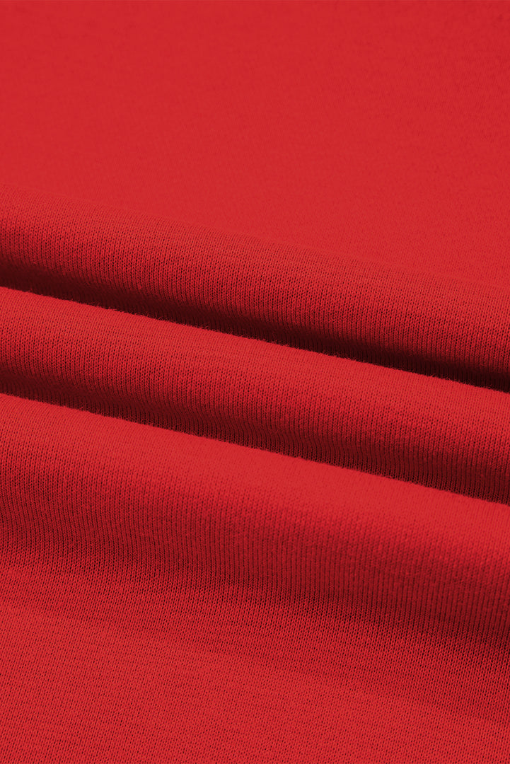 Fiery Red Varsity Striped Detail Drop Shoulder Oversized Sweatshirt - Fashion Queen -  9