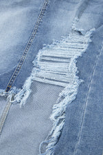 Load image into Gallery viewer, Myosotis Irregular Distressed Bottom Denim Midi Skirt
