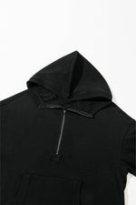 Load image into Gallery viewer, Light Grey Solid Kangaroo Pocket Half Zipper Oversized Hoodie - Fashion Queen
