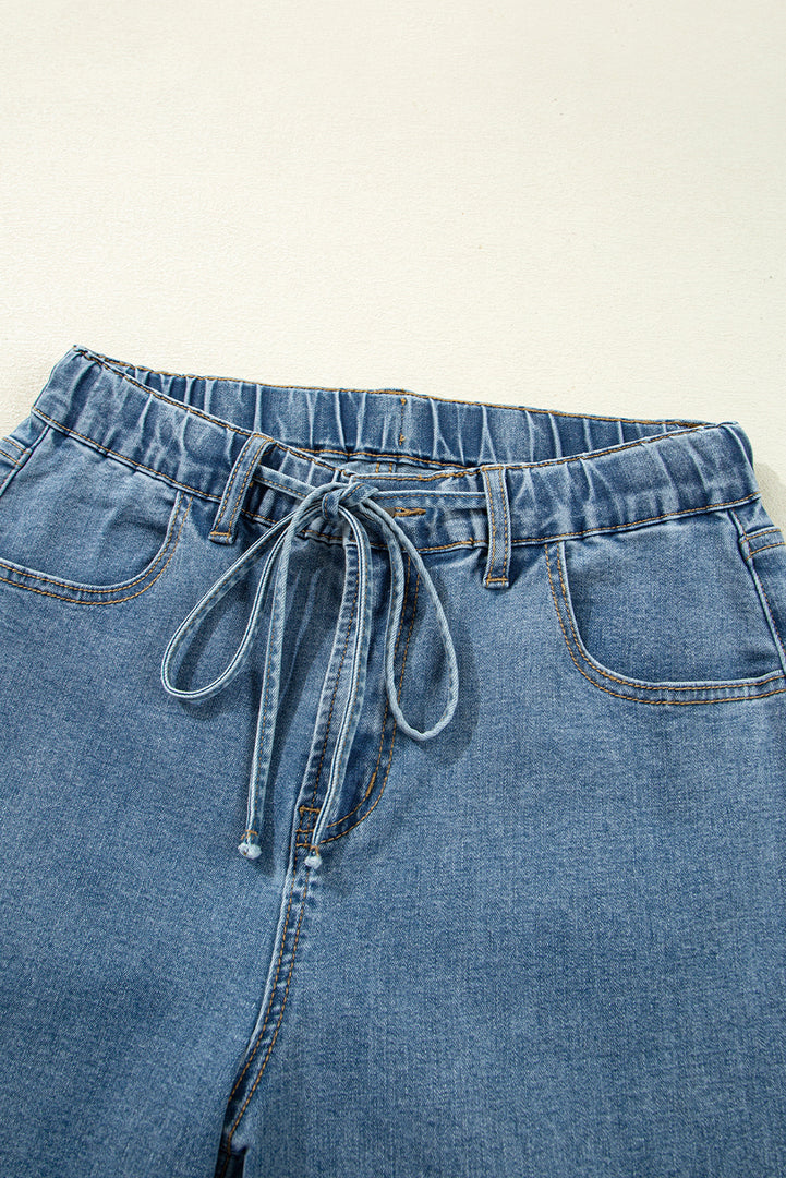 Dusk Blue Medium Wash Super Wide Leg Denim Pants