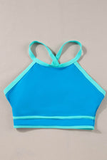 Load image into Gallery viewer, Blue Contrast Trim Crisscross Back High Waisted Bikini - Fashion Queen
