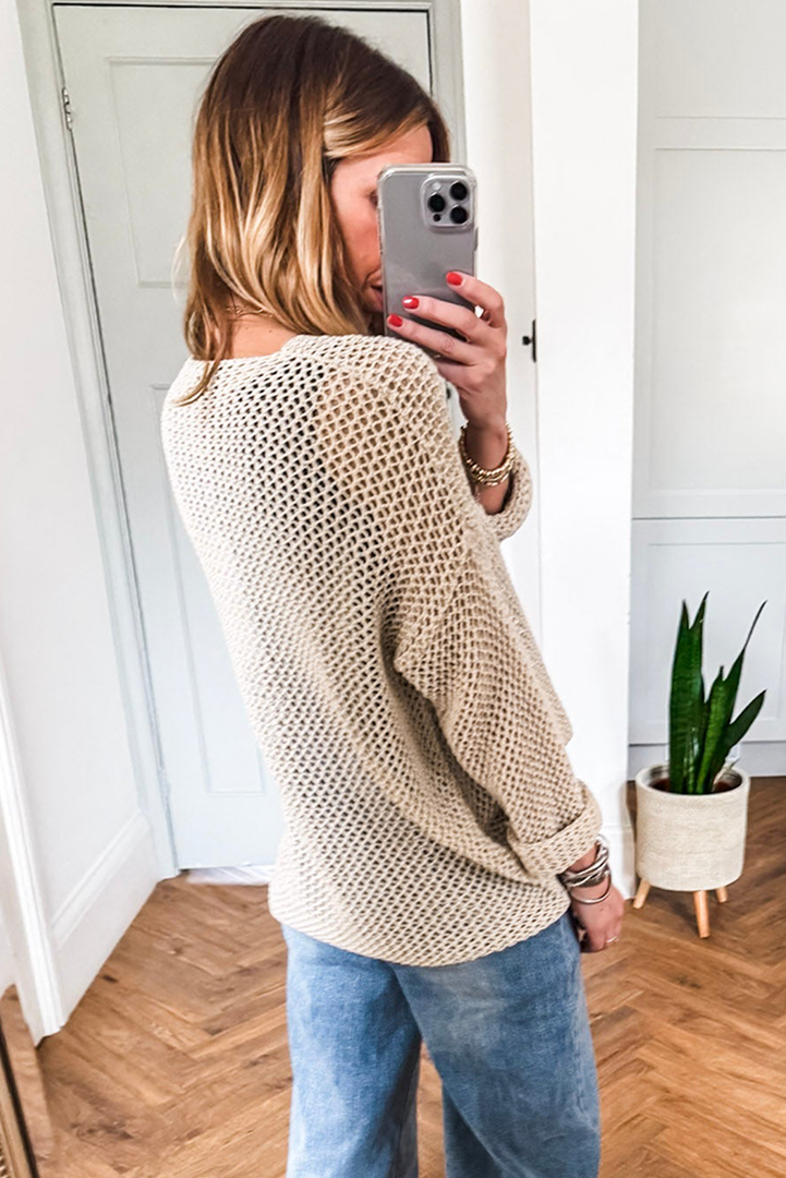 Coral Crochet Hollow-out Jumper Top Sweater - Fashion Queen -  14