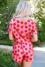 Load image into Gallery viewer, Rose Floral Print Crop Tee and Shorts Lounge Set
