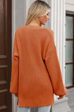 Load image into Gallery viewer, Gold Flame Button Front V Neck Chunky Cardigan Sweater
