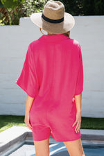 Load image into Gallery viewer, Black Half Button Collared Loose Romper
