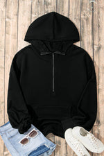 Load image into Gallery viewer, Light Grey Solid Kangaroo Pocket Half Zipper Oversized Hoodie - Fashion Queen
