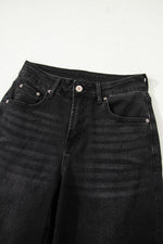 Load image into Gallery viewer, Dusk Blue Raw Hem Straight Leg Loose High Waist Jeans
