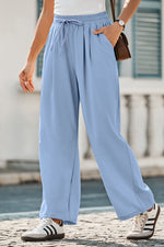 Load image into Gallery viewer, Myosotis Drawstring Elastic Waistband Pleated Loose Pants
