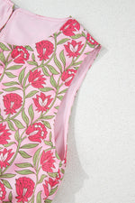 Load image into Gallery viewer, Pink Floral Print Puffy Cropped Tank and Mini Skirt Set
