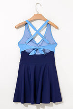 Load image into Gallery viewer, Rose Red Crisscross Straps Tie Back Flared One Piece Swimsuit - Fashion Queen
