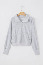 Load image into Gallery viewer, Valerian Quarter Zip Stand Neck Kangaroo Pocket Sweatshirt - Fashion Queen
