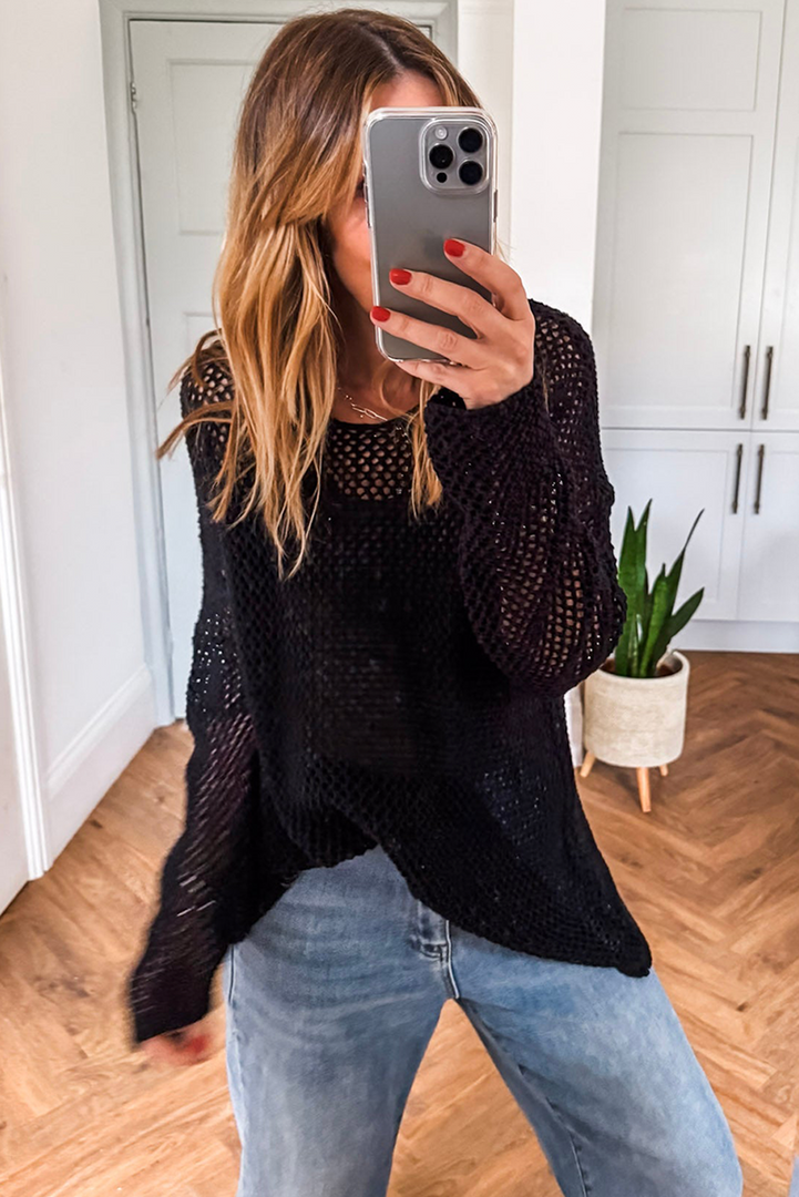 Coral Crochet Hollow-out Jumper Top Sweater - Fashion Queen -  10