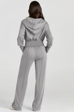 Load image into Gallery viewer, Black Double Zipper Hooded Jacket and Sweatpants Active Set
