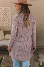 Load image into Gallery viewer, Purple Hollow-out Openwork Knit Cardigan - Fashion Queen -  2
