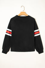 Load image into Gallery viewer, Black Varsity Spirit Striped 89 Graphic Casual Sweatshirt
