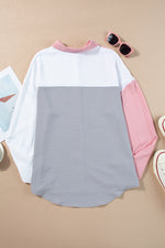 Load image into Gallery viewer, Dusty Pink Color Block/Pure Color Patch Pocket Shirt - Fashion Queen -  18
