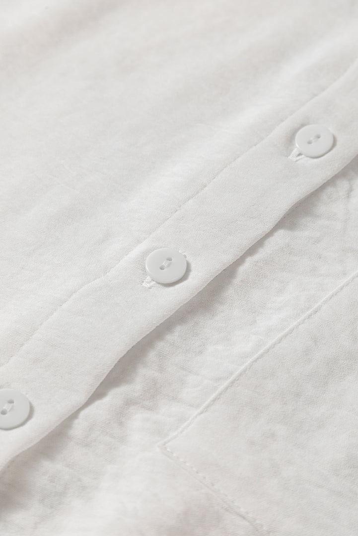 White Pure Color Patch Pocket Shirt