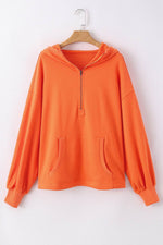 Load image into Gallery viewer, Light Grey Solid Kangaroo Pocket Half Zipper Oversized Hoodie - Fashion Queen
