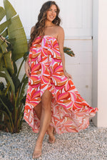 Load image into Gallery viewer, Rose Floral High Low Bandeau Vacay Dress
