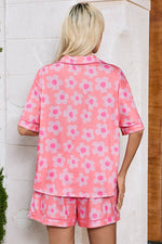 Load image into Gallery viewer, Flower Print Short Sleeve Shirt Pajamas Set - Fashion Queen
