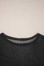 Load image into Gallery viewer, Black Metallic Glitter Mesh Long Sleeve Top - Fashion Queen -  7
