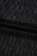 Load image into Gallery viewer, Black Plus Size Shimmer Textured Mesh Fitted Long Sleeve Top
