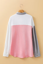 Load image into Gallery viewer, Dusty Pink Color Block/Pure Color Patch Pocket Shirt
