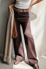 Load image into Gallery viewer, Coffee Loose Straight High Waist Solid Color Jeans
