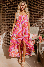 Load image into Gallery viewer, Rose Floral High Low Bandeau Vacay Dress
