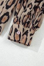 Load image into Gallery viewer, Rose Red Oversized Leopard Print Balloon Sleeve Casual Shirt - Fashion Queen
