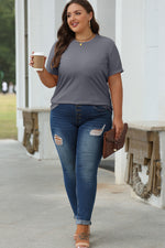Load image into Gallery viewer, White Casual Plain Crew Neck Tee
