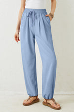 Load image into Gallery viewer, Myosotis Drawstring Elastic Waistband Pleated Loose Pants

