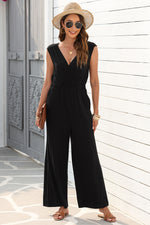Load image into Gallery viewer, Jungle Green Deep V Pleated Crisscross Wide Leg Backless Jumpsuit
