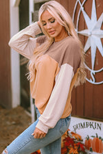Load image into Gallery viewer, Multicolor Color Block Long Sleeve Ribbed Loose Top - Fashion Queen -  25
