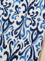 Load image into Gallery viewer, Sky Blue Boho Abstract Print Pintuck Detail Ruffled Top
