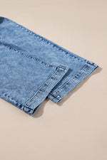 Load image into Gallery viewer, Blue Chic Patch Pocket Straight Leg Loose Jeans
