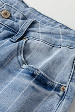 Load image into Gallery viewer, Beau Blue Multi Buttons Pinstripe Wide Leg Jeans
