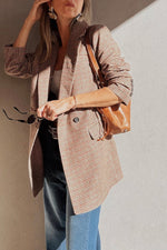 Load image into Gallery viewer, Brown Houndstooth Lapel Collar Blazer
