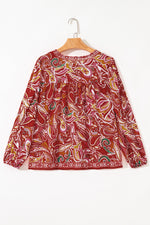 Load image into Gallery viewer, Multicolour Ethnic Paisley Print Tassel Tie Puff Sleeve Boho Blouse - Fashion Queen -  10
